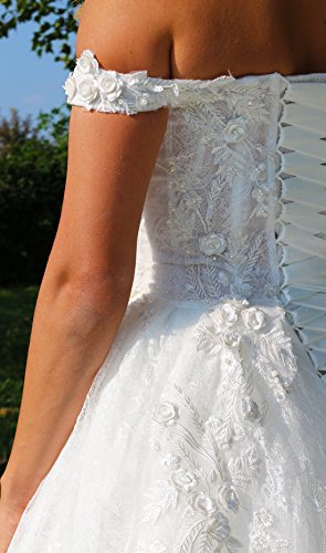 Luxus Brautkleid Hochzeitskleid NEU Braut Spitze Schleppe Prinzessin Brautkleider Maßanfertigung Spitzenkleid Herzausschnitt Kleid Hochzeit Weiß Ivory nach Maß Tüll - 5