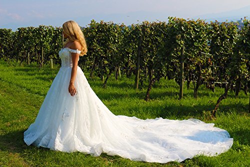 Luxus Brautkleid Hochzeitskleid NEU Braut Spitze Schleppe Prinzessin Brautkleider Maßanfertigung Spitzenkleid Herzausschnitt Kleid Hochzeit Weiß Ivory nach Maß Tüll - 6