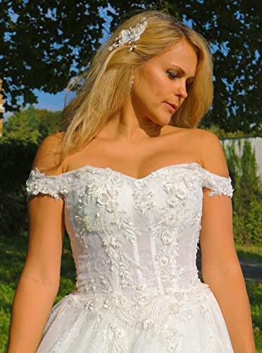 Luxus Brautkleid Hochzeitskleid NEU Braut Spitze Schleppe Prinzessin Brautkleider Maßanfertigung Spitzenkleid Herzausschnitt Kleid Hochzeit Weiß Ivory nach Maß Tüll - 8
