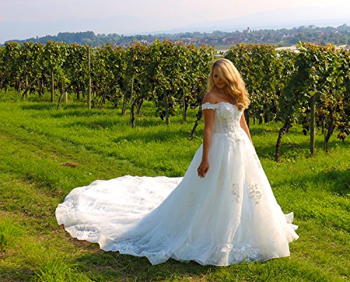 Luxus Brautkleid Hochzeitskleid NEU Braut Spitze Schleppe Prinzessin Brautkleider Maßanfertigung Spitzenkleid Herzausschnitt Kleid Hochzeit Weiß Ivory nach Maß Tüll - 9