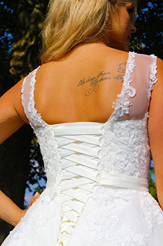 Luxus Brautkleid Hochzeitskleid NEU Braut Spitze mit Träger Prinzessin Brautkleider Maßanfertigung Spitzenkleid Herzausschnitt Kleid Hochzeit Weiß Ivory nach Maß Tüll - 5