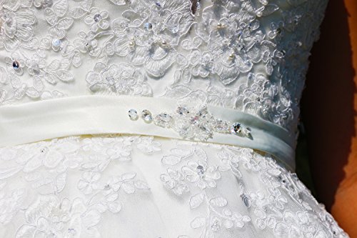 Luxus Brautkleid Hochzeitskleid NEU Braut Spitze mit Träger Prinzessin Brautkleider Maßanfertigung Spitzenkleid Herzausschnitt Kleid Hochzeit Weiß Ivory nach Maß Tüll - 6