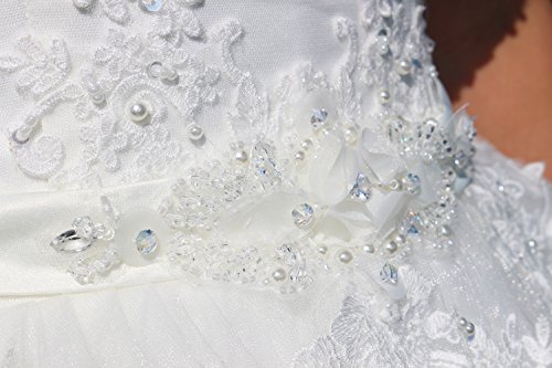 Luxus Brautkleid Hochzeitskleid NEU Braut Spitze mit Träger Ärmel Prinzessin Brautkleider Maßanfertigung Spitzenkleid Herzausschnitt Kleid Hochzeit Weiß Ivory nach Maß Tüll - 6