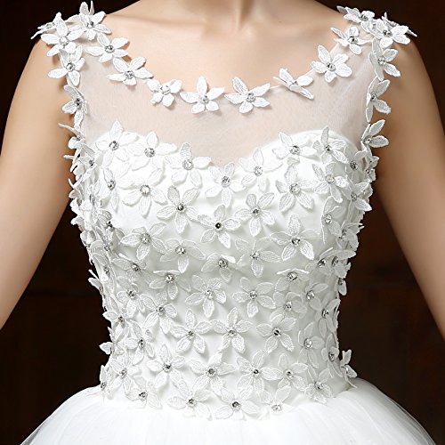 Viktion Damen Lang Hochzeitkleid Hochzeitskleider Brautkleider Hochzeit Kleid weiß lang Abendkleid … (30/ S) - 5