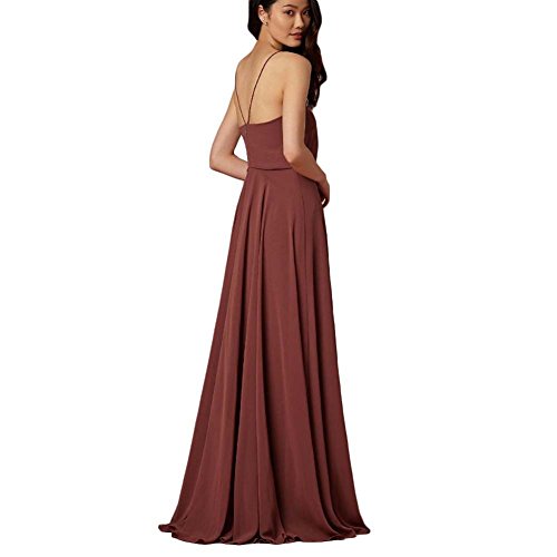 WADAYUYU Damen Elegant Chiffon Einfache Spaghetti Straps Flowy lange Brautjungfer Abendkleider Partykleider Festkleider Tanzenkleider Rosa2 36 - 2