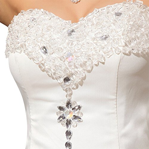 LATH.PIN Damen Abendkleider Elegant Abschlussballkleider Bandeau Kleid Hochzeitskleid mit Stickerei Brautkleid, Gr L -