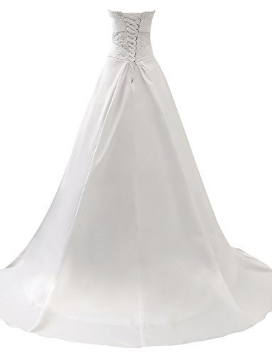 Erosebridal Neu Elfenbein Satin Brautkleid Hochzeitskleid Ballkleid DE36 -
