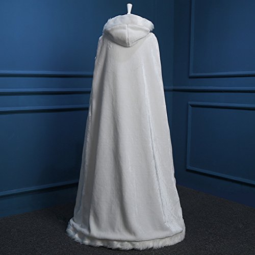 MicBridal® Elfenbein Warm Winter Pelz Lang Braut Mantel Bolero Umhang Brautstola Schal Stola für Brautkleid Hochzeitskleid (Standard Größe, Elfenbein) -