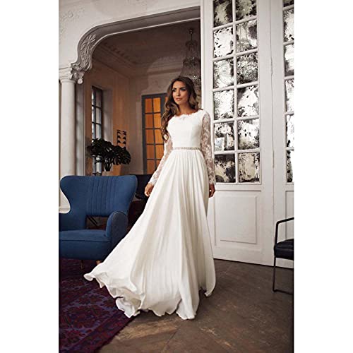 AIYIFU Hochzeitskleid für Damen Spitze Kleid mit offenem Rücken Brautkleid Brautkleid Strandhochzeitskleid,White,L - 3