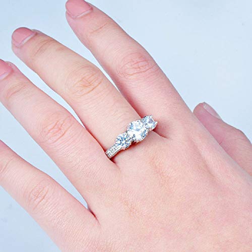 Ringe, Barlingrock Shiny Luxury Edelstein Ring Frauen Party Bankett Kostüm Schmuck Dekor Gericht Birthstone Braut Engagement Ehering - 3