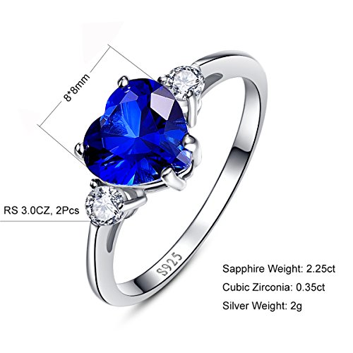 BONLAVIE Damen Ring Blau Herz Liebe Saphir 925 Sterling Silber Zirkonia Verlobungsring Frauen Schmuck Geschenk - 2
