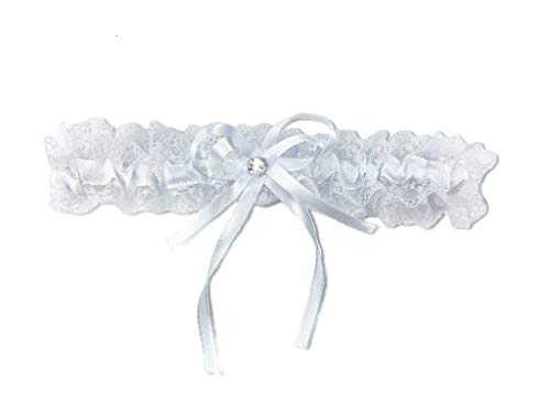 Braut-Strumpfband mit weißer Spitze Satinband