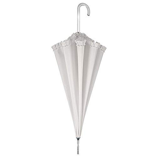 Elfenbeinweiß Brautschirm mit Rüschen - Hochzeit Regenschirm/Sonnenschirm - automatische Öffnung Schirm - Perletti (Rüschen) - 4