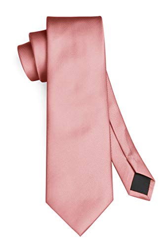 Enlision Einfarbig rosa Krawatte und Einstecktuch Krawattensatz fur Manner - 3
