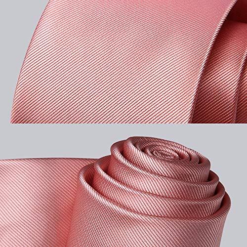 Enlision Einfarbig rosa Krawatte und Einstecktuch Krawattensatz fur Manner - 4