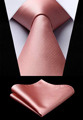 Enlision Einfarbig rosa Krawatte und Einstecktuch Krawattensatz fur Manner - 5