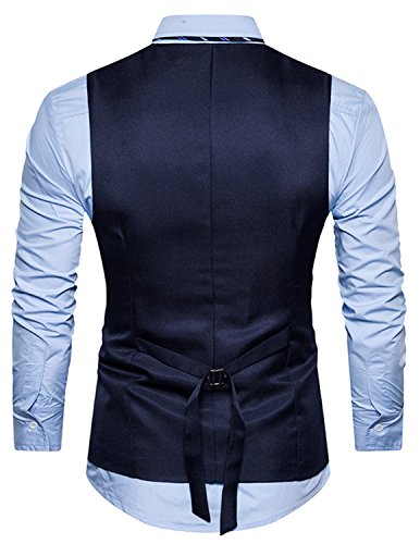 YCHENG Herren Business Stilvoll Anzugweste Weste Slim Fit mit Revers Blau XX-Large - 2