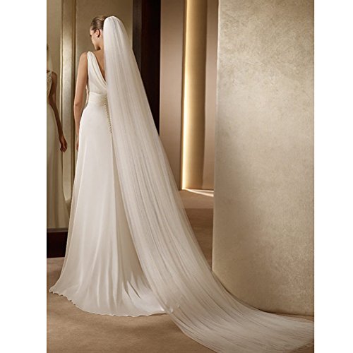 Frcolor Hochzeit Brautschleier, 3M lange Brautschleier Tüll Brautschleier mit Kamm (weiß) - 8