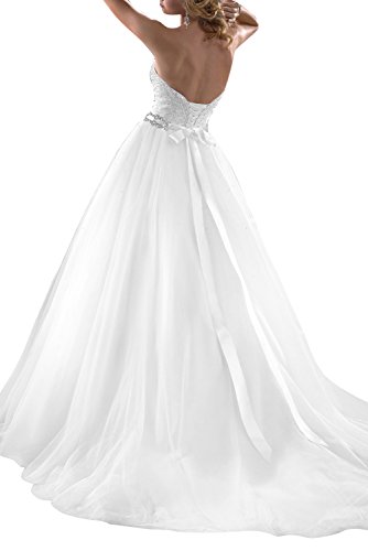 Gorgeous Bride Modisch Traegerlos Tuell Paillette Lang Brautkleider Hochzeitskleider -40 Weiss -