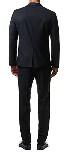 Paco Romano Herren Smoking Anzug Jacket Sakko Hose Schwarz 2-Teilig Slim Fit Premium Cotton 80% Wolle Gentleman Hochzeit Feier Dinner 67712, Farbe:Schwarz, Größe:54 / XL - 3