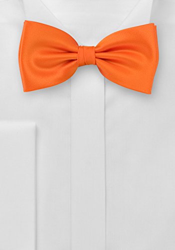 PUCCINI Einfarbige Fliege Herren, Satin-Schimmer, verschiedene Farben, Mikrofaser, Handarbeit, Hochzeit & Alltag (Orange) - 2