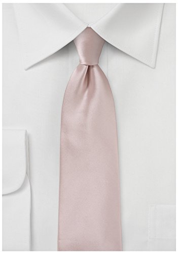 PUCCINI Rosa Krawatte Herren, Einfarbig, Satin-Glanz, Blush (Hellrosa), Mikrofaser, 8,5 cm, Handarbeit, Hochzeit – Alltag – Büro - 2