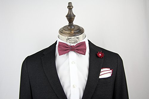 NOVEL Fliege | Handgefertigt | Anzug-Fliege | Herren-Schleife | Krawattenschleife | Querbinder mit Hakenverschluss | Farbe: Weinrot - 2