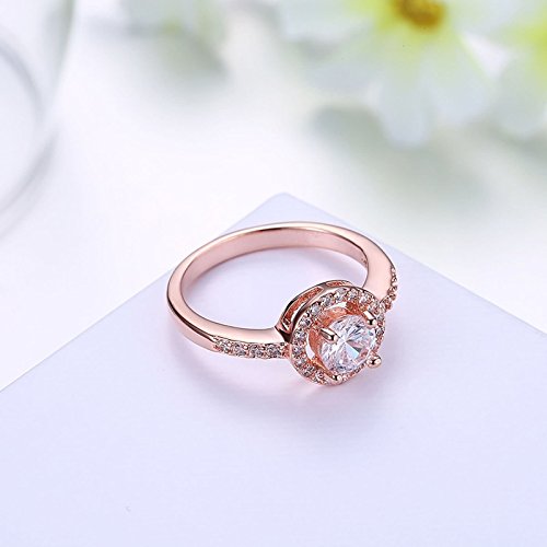 Beydodo Damen Ring Vergoldet Kreis Vier Klaue Strass Eherring Rosegold Ring Partner Ringgröße 54 (17.2) - 4