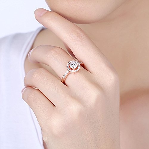 Beydodo Damen Ring Vergoldet Kreis Vier Klaue Strass Eherring Rosegold Ring Partner Ringgröße 54 (17.2) - 5