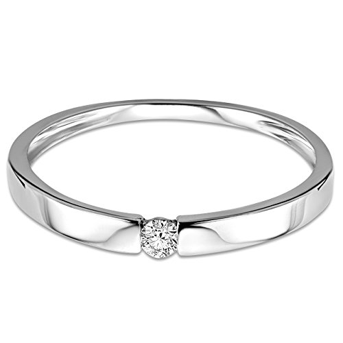 Orovi Ring für Damen Verlobungsring Gold Solitärring Diamantring 9 Karat (375) Brillianten 0.05crt Weißgold oder GelbGold Ring mit Diamanten - 2