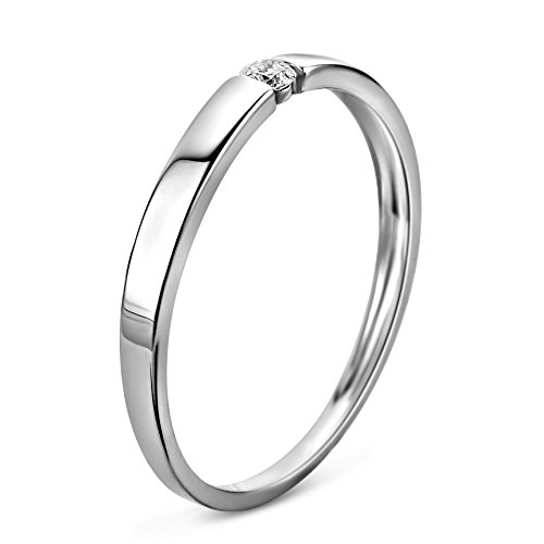 Orovi Ring für Damen Verlobungsring Gold Solitärring Diamantring 9 Karat (375) Brillianten 0.05crt Weißgold oder GelbGold Ring mit Diamanten - 3