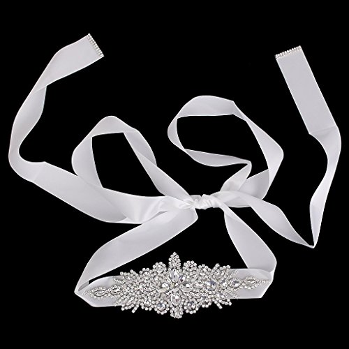 Braut Hochzeitskleid Gürtel Schärpe Kristall Strass Funkeln Band Binden - Weiß - 6