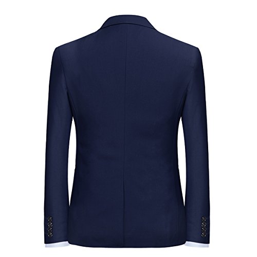 Allthemen Herren 3-Teilig Slim Fit Anzug Smoking Anzugjacke Hose Weste Blau Medium - 3