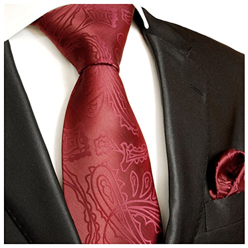 Krawatten Set 2tlg Krawatte + Einstecktuch von Paul Malone weinrot Hochzeitskrawatte Bräutigam -