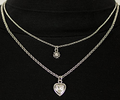 LUISIA Doppelhalskette mit Edelweiß und Herz - Silber - Zauberhafter Trachten Dirndl Schmuck - 3