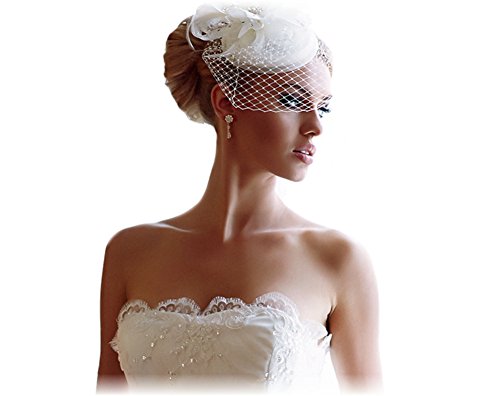 BrautChic FASCINATOR Mini Brauthut Brautkappe Hochzeit Brautkleid - CREME -