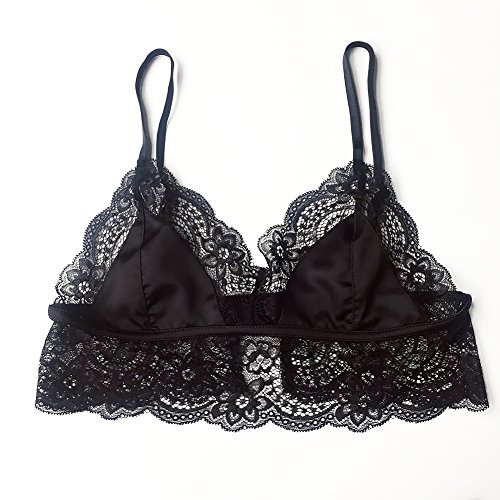 Satin Spitze Bralette für Frauen Crop Top Draht frei nicht gepolsterte BH und Knicker Unterwäsche Set - 7