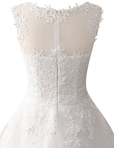 Brautkleid Hochzeitskleider A Linie Tüll Spitze Brautmode Damen Festkleider Wadenlang Elfenbein EUR56 - 5