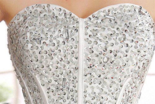 ELEGENCE-Z Hochzeitskleid, Ärmellose Tube Top Braut Qualität Spitze Diamant Dünne Feder Qi Prinzessin Brautkleid,L - 4