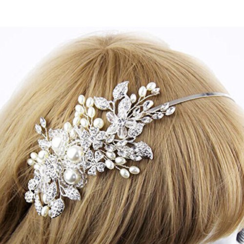 LI&HI Vintage Exklusive Custom Retro elegant Damen Süß Strass Perle Brauthaarband Haarbänder Stirnband Haarreif Haarschmuck Stirnschmuck Hochzeit Haar wrap -