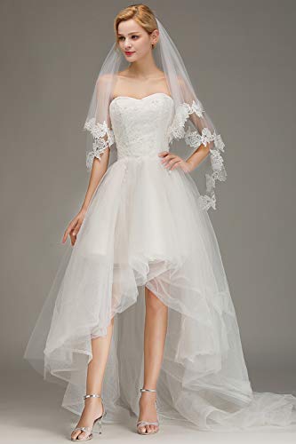 Babyonlinedress® Schlichter Brautschleier Schleier mit Kurbelkante, einstufig aus Feintüll 150cm, Eifenbein - 6