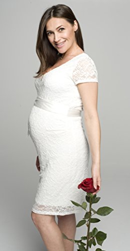 Elegantes und bequemes Umstandskleid, Brautkleid, Hochzeitskleid für Schwangere Modell: Lace, weiss/creme, M - 6