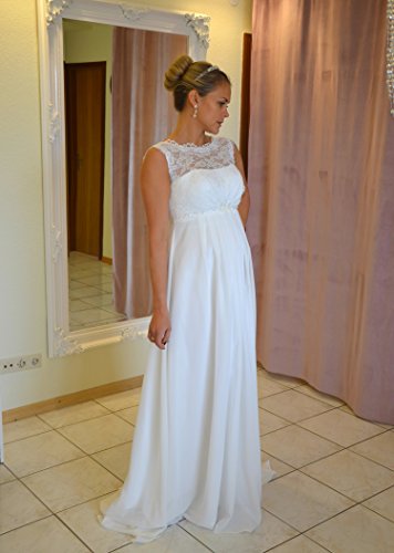Brautkleid TRAUM Hochzeitskleid A-Linie Umstandskleid Weiß Ivory Größe 34 bis 52 (44, Ivory) - 3