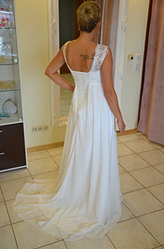 Brautkleid TRAUM Hochzeitskleid A-Linie Umstandskleid Weiß Ivory Größe 34 bis 52 (44, Ivory) - 4