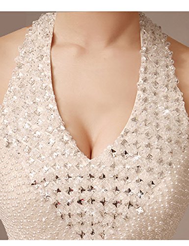 Lactraum HS1043 Brautkleid Hochzeitskleid Strassstein Spitze Perlen Neckholder (Maßanfertigung) - 7