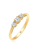 Diamore Ring Verlobungsring Trio Diamant 0.22 ct. 585 Gelbgold Diamore Weiß