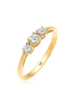 Diamore Ring Verlobungsring Trio Diamant 0.22 ct. 585 Gelbgold Diamore Weiß