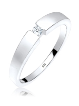 Elli Premium Ring Klassisch Bandring Diamant 0.06 ct. 925 Silber Elli Premium Weiß