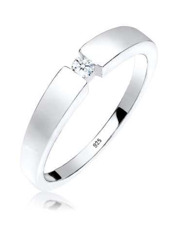 Elli Premium Ring Klassisch Bandring Diamant 0.06 ct. 925 Silber Elli Premium Weiß
