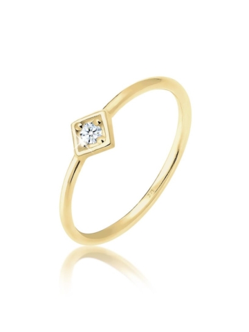 Elli Premium Ring Verlobungsring Geo Diamant (0.03 ct.) 375 Gelbgold Elli Premium Gold